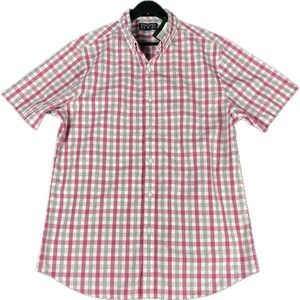 Hawker Rye Mens Shirt Large Pink‎ Gingham Slim Fit Short Sleeve Button Down New